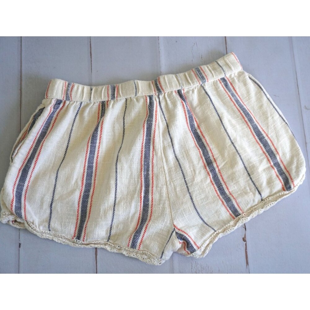 Aerie Striped Cotton Blend Shorts With Crochet Trim - Size M - Picture 6 of 7